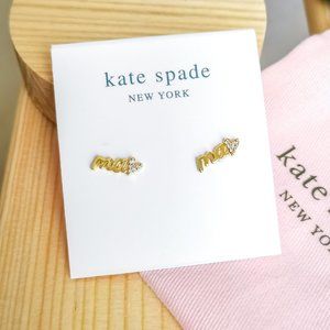 Kate Spade Love You, Mom Mama Gold Mini Stud Earrings